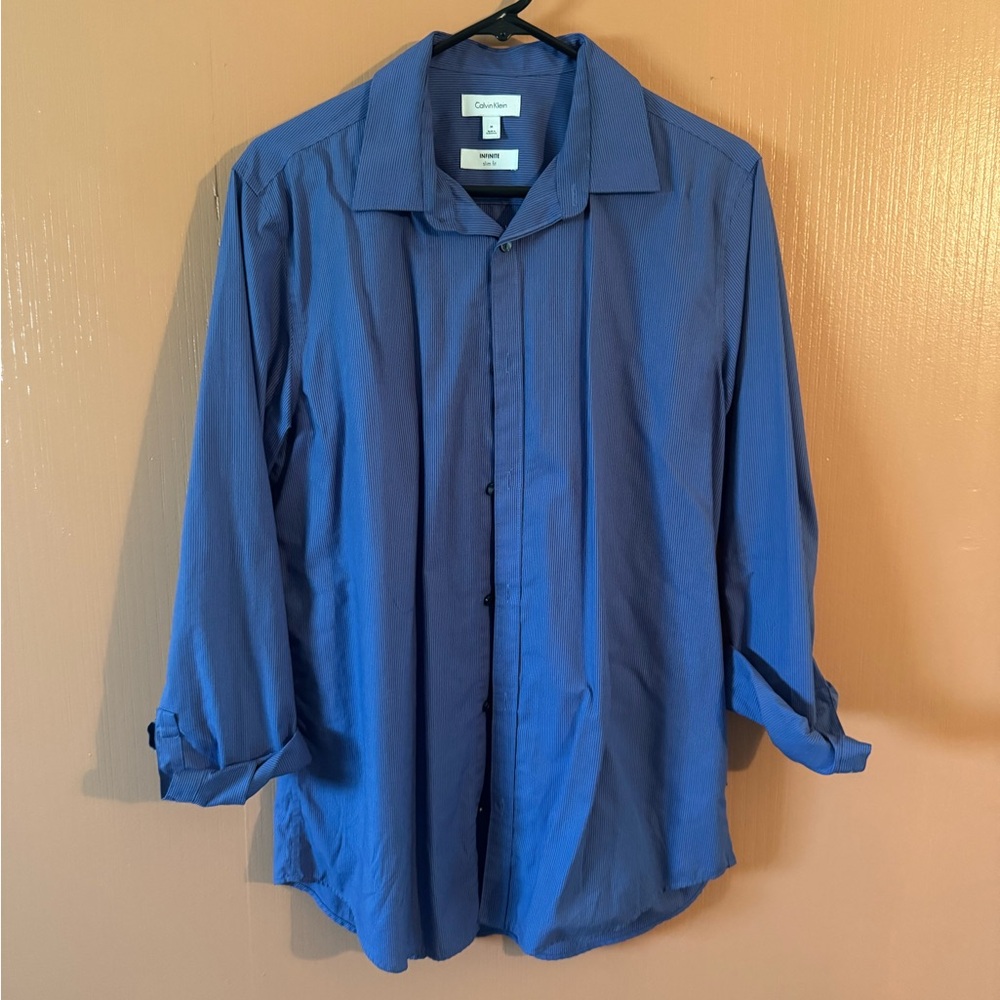 Calvin Klein Blue Slim Fit Button-Down Dress Shirt Men’s Size M